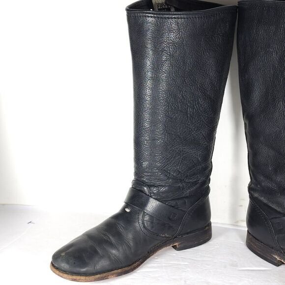 Frye Women's Veronica Slouch US 8,5B Black Leather PullOn Tall Riding Boots - Picture 8 of 16